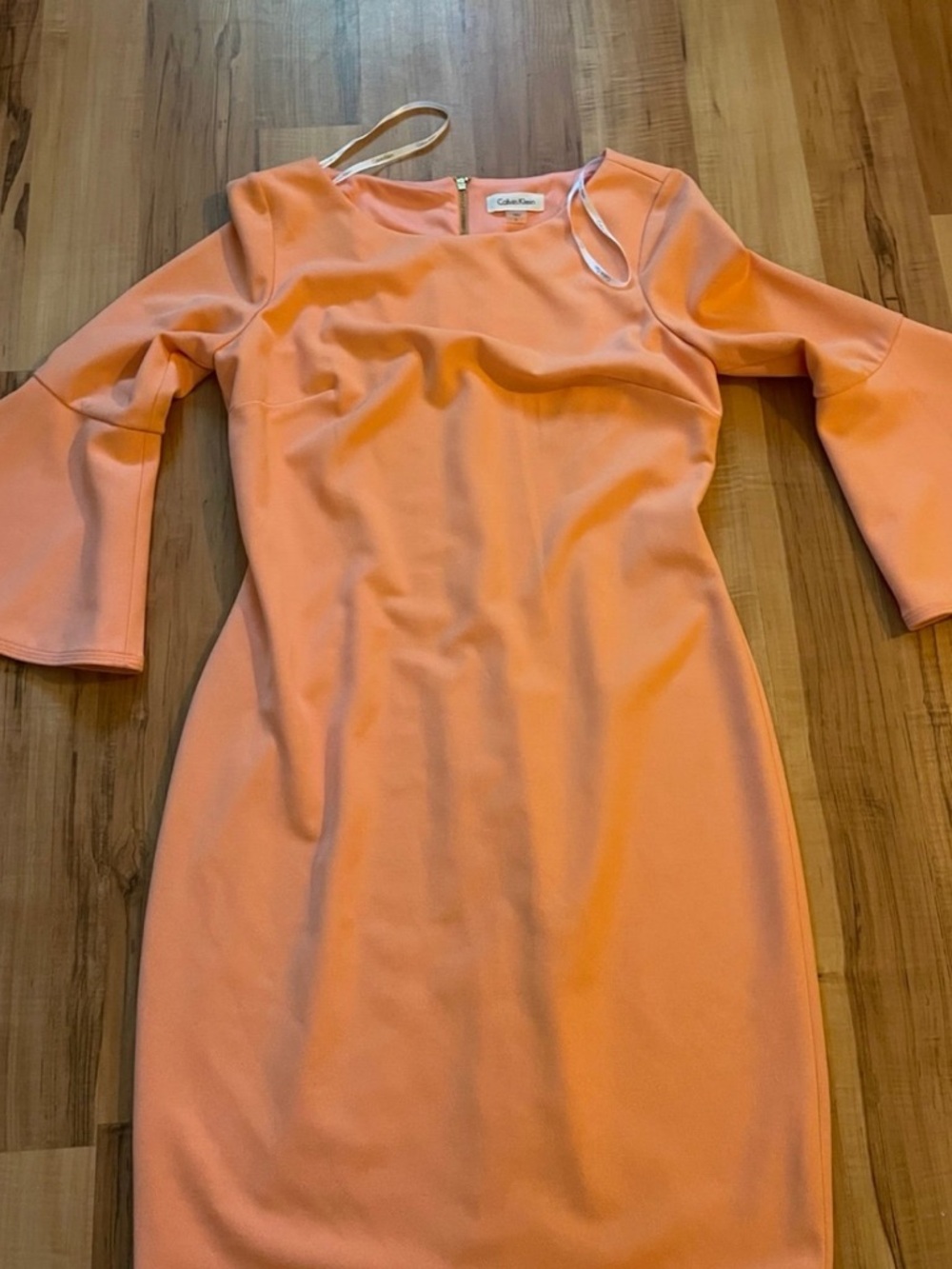 Calvin Klein Peach Bell-Sleeve Sheath Dress